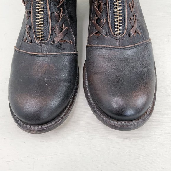 Freebird by Steven Brown Distressed Wales Zip Front Ankle Boots Booties Size 10 - Picture 3 of 12